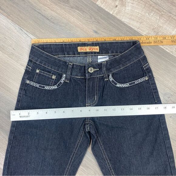 Blu Rein Rhinestone Embellished Low Rise Skinny Jeans Blue Juniors 5 - Picture 10 of 11